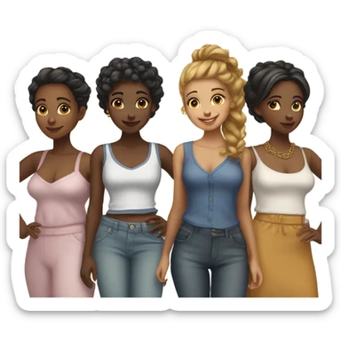 make me eight different girls with different clothes and hairstyles that are from the waist up  sticker