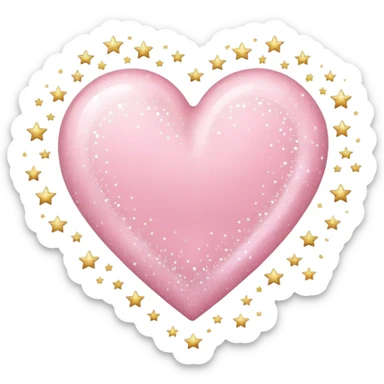 Soft pink heart with glitter and stars  sticker