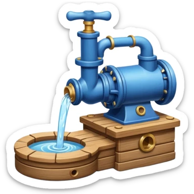 Ghibli style water pump with water pouring out of it sticker
