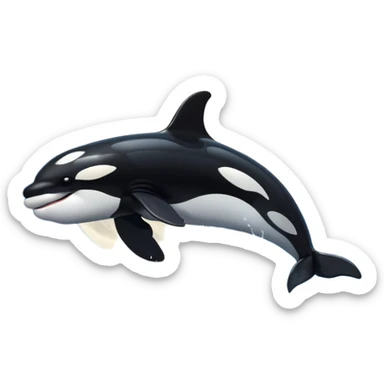 I want a realistic emoji of an orca whale leaping from the water with the moon illuminating the sky and reflecting on the sea. sticker