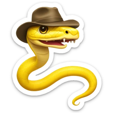 Yellow Snake wearing a hat sticker