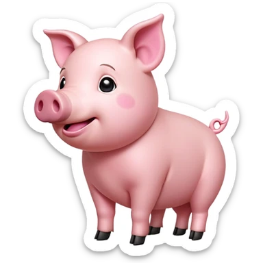 cinematic-[realistic pig]-realistic-full-body-standing-emoji,-tail-flicking-lazily,-head-tilted-dramatically,-sleek-[pink]-skin,-simplified-yet-realistic-focused-features,-highly-detailed,-glowing-with-an-almost-sarcastic-glow sticker