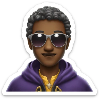 Young wizard mixing potions while wearing sunglasses sticker