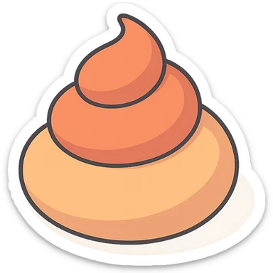 poop with swirl, 2D isometric style, soft rounded shapes, detailed shadows and highlights, clean contours, pastel palette, modern illustration sticker