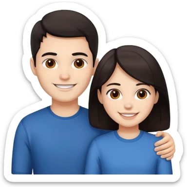 Brother ans sister, white skin, dark hair sticker