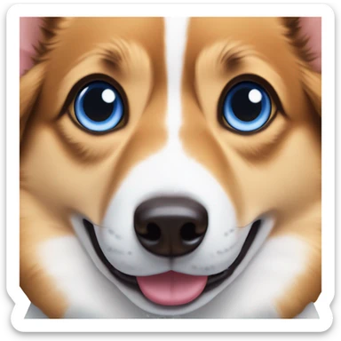 Corgi dog with one blue eye and one brown eye sticker