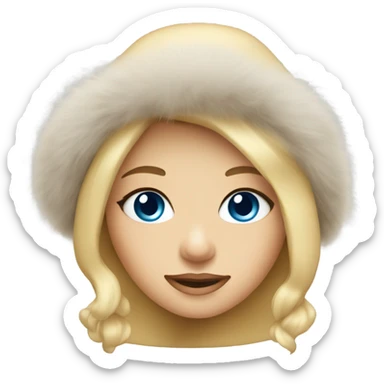 Blonde girl with fur hat and blue eyes sticker