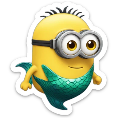 A minion with a mermaid tail sticker