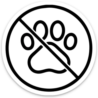 no pet sign, bold icon of a crossed-out paw print, modern style, no text sticker