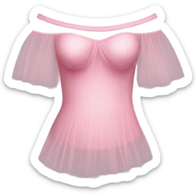 Realistic pink tulle off shoulder top, isolated sticker