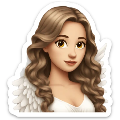 Beautiful angel wings long dress brown hair eyelashes sticker