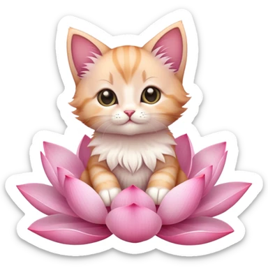 Kitten sitting on lotus flower sticker