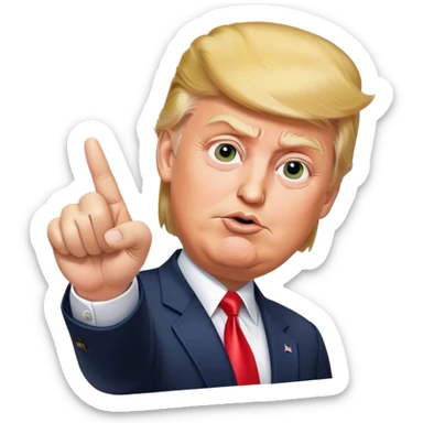 Super realistic Donald Trump pointing index finger up, realistic face sticker