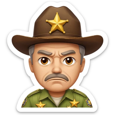 angry sheriff, one star sticker