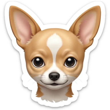 A black and white chihuahua emoji please with a thin white line on the center of head nose pointy sticker