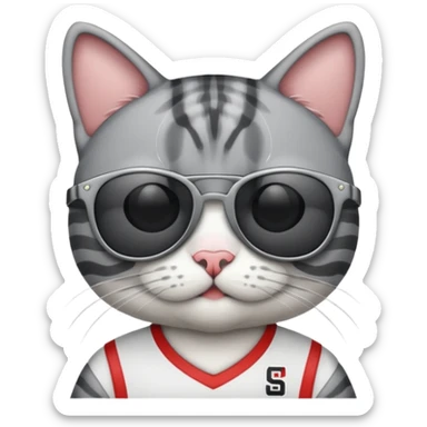 Güneş gözlüğü takan beşiktaş formalı gri beyaz kedidi sticker