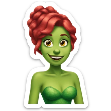 ariel mix grinch, body and hair like ariel, face like grinch sticker