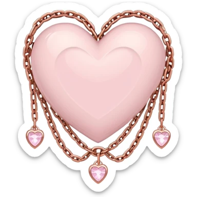 Rose-gold heart shape with chains and crystals and pastel pink roses adorning it sticker