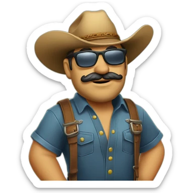 Vaquero gordito con gafas de sol sticker