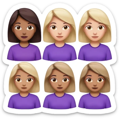 various races of women in a purple shirt ages 25-50 sticker
