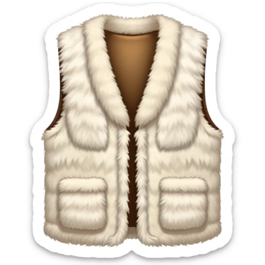 A plain, fluffy fur vest in a near-white cream color sticker