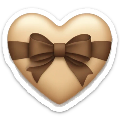 beige heart with a brown bow sticker