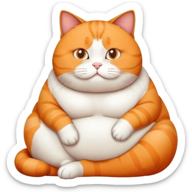 Fat cat sitting with round belly sticker