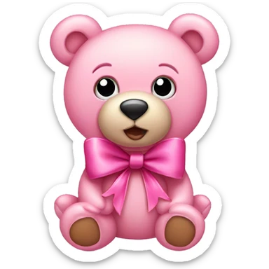 Pink teddy bear with bows sticker