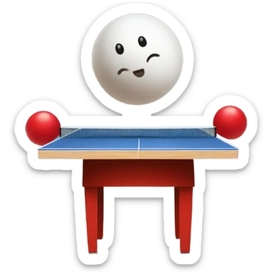 Ping pong ball in the air on way into red solo cup which is on a table sticker