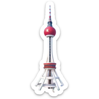 Cinematic Realistic N Seoul Tower Landmark Emoji, showcasing a futuristic tower with panoramic views rendered with sleek textures and vibrant, modern lighting. sticker