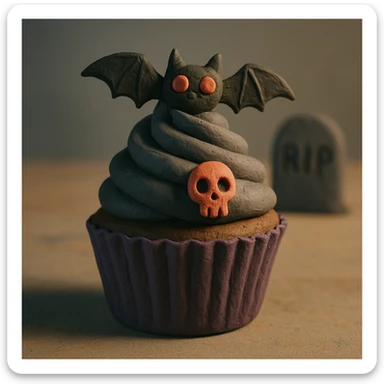 gothic cupcake, claymation style sticker