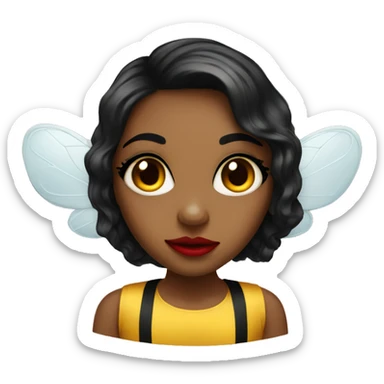 Girl bee with big red lips and black eyelashes sticker