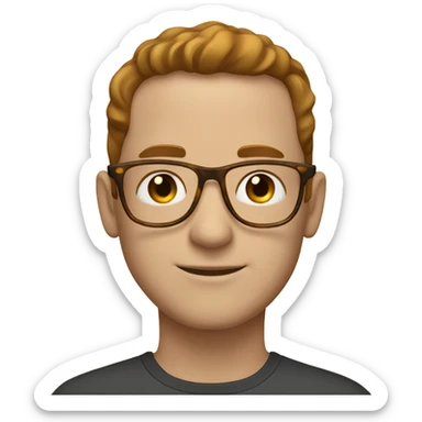 Light brown hair man with oval-shaped with tortoiseshell frames and a subtle gold bridge  sticker