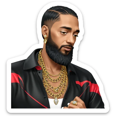 male portrait with jewelry sticker