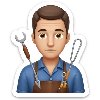 professional locksmith portrait, head and shoulders only, serious focused expression, leather apron collar, small lockpick tools visible, 3D cartoon, mobile game icon style, clean background, no text, no watermark
 sticker