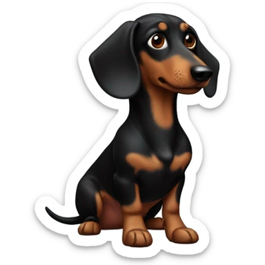 sausage dog black and brown sticker