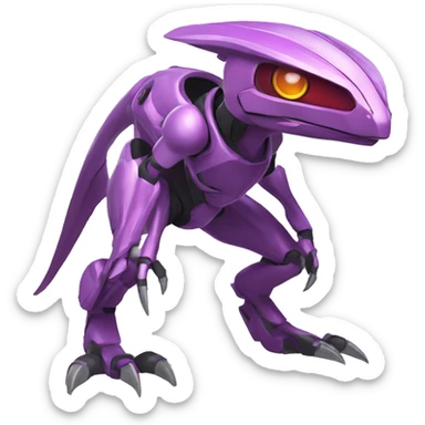 a Genesect-Raptor-Fakémon—hybrid with a futuristic visor-helmet full body sticker