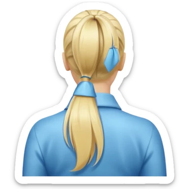 back view of a high blonde ponytail, thick hair sticker
