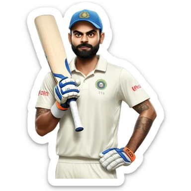 virat kohli with cricket bat  sticker