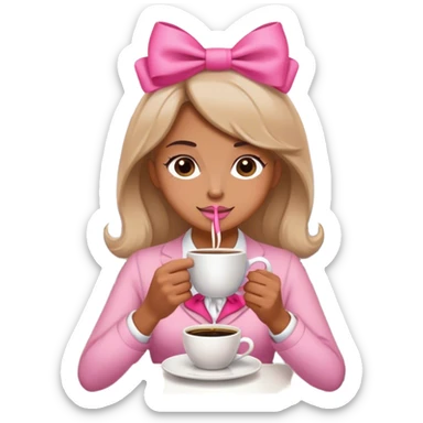 café com laço rosa sticker