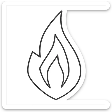 abstract flame shape, hand-drawn geometric outline style, black outline, no color sticker