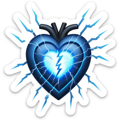 heart with black and blue lightning sticker