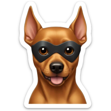 caramel-color-pinscher-dog-using-batman-mask sticker