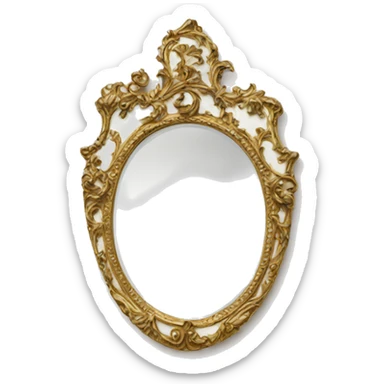 vintage rococo white hand mirror sticker
