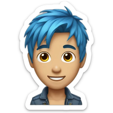 Boy,Side Cut Hair, Blue Hair sticker