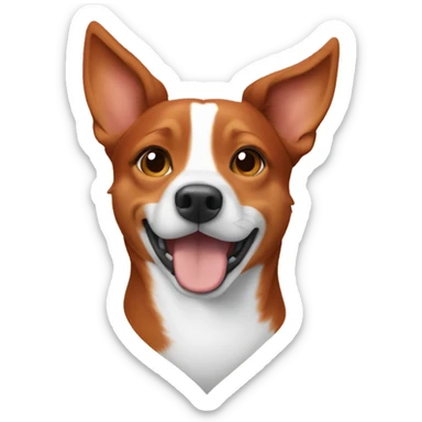 A red-haired girl makes a heart with Basenji sticker