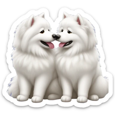 two-samoyeds-kissing sticker