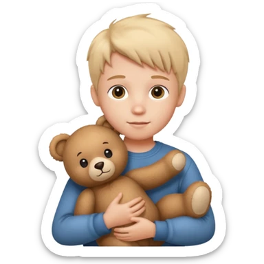 kid with teddy bear sticker