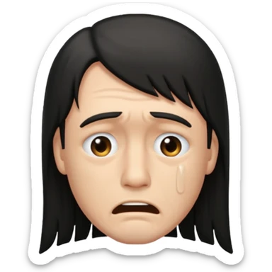 Crying man with long dark mullet sticker