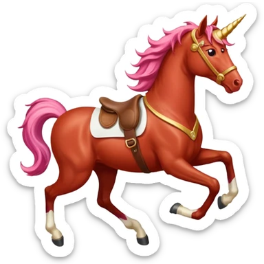 red horse agressive running unicorn money on the saddle sticker